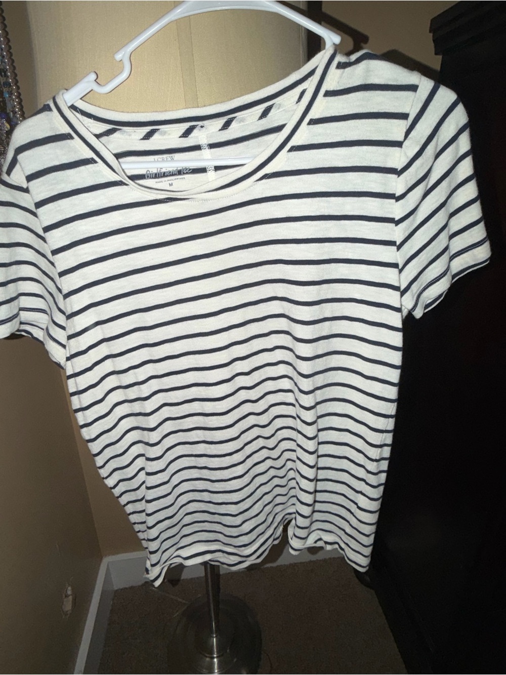 J. Crew White Tee with Black Horizontal Stripes